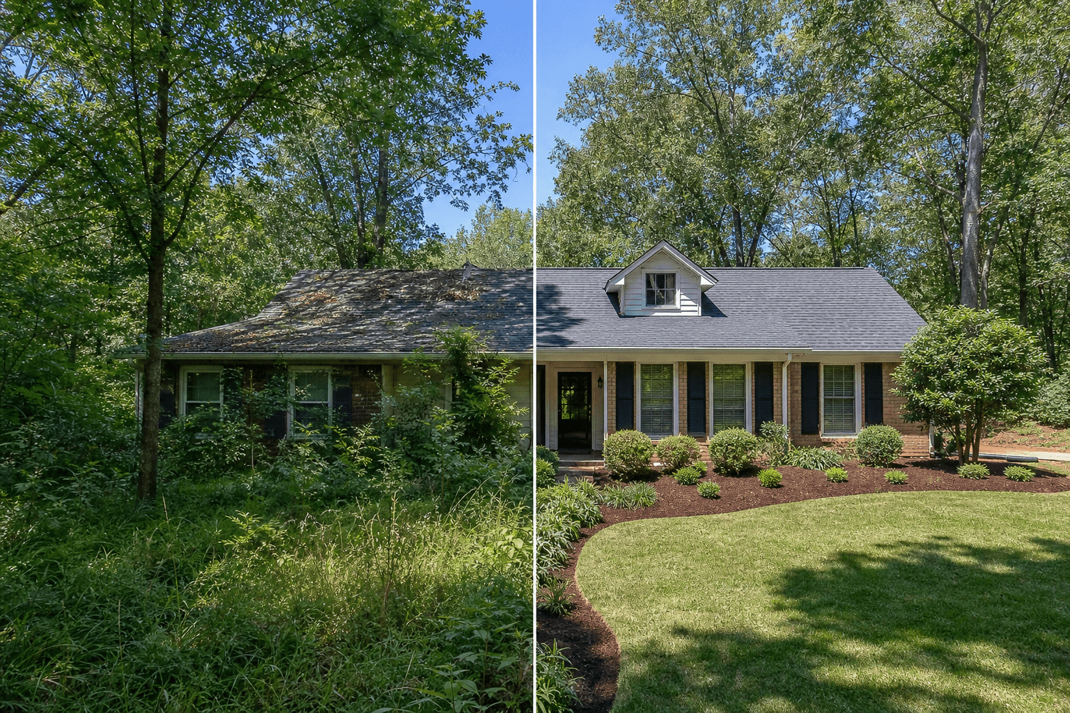 Before and after landscaping transformation